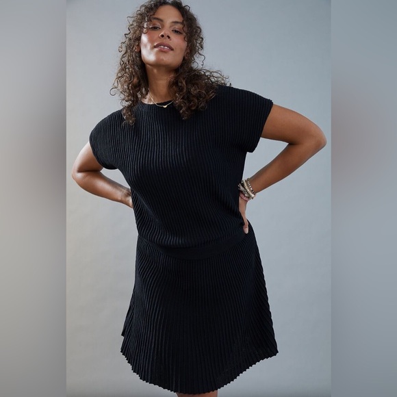 Anthropologie Maeve Ruth Black Knit Drop Waist Dress - Picture 2 of 8